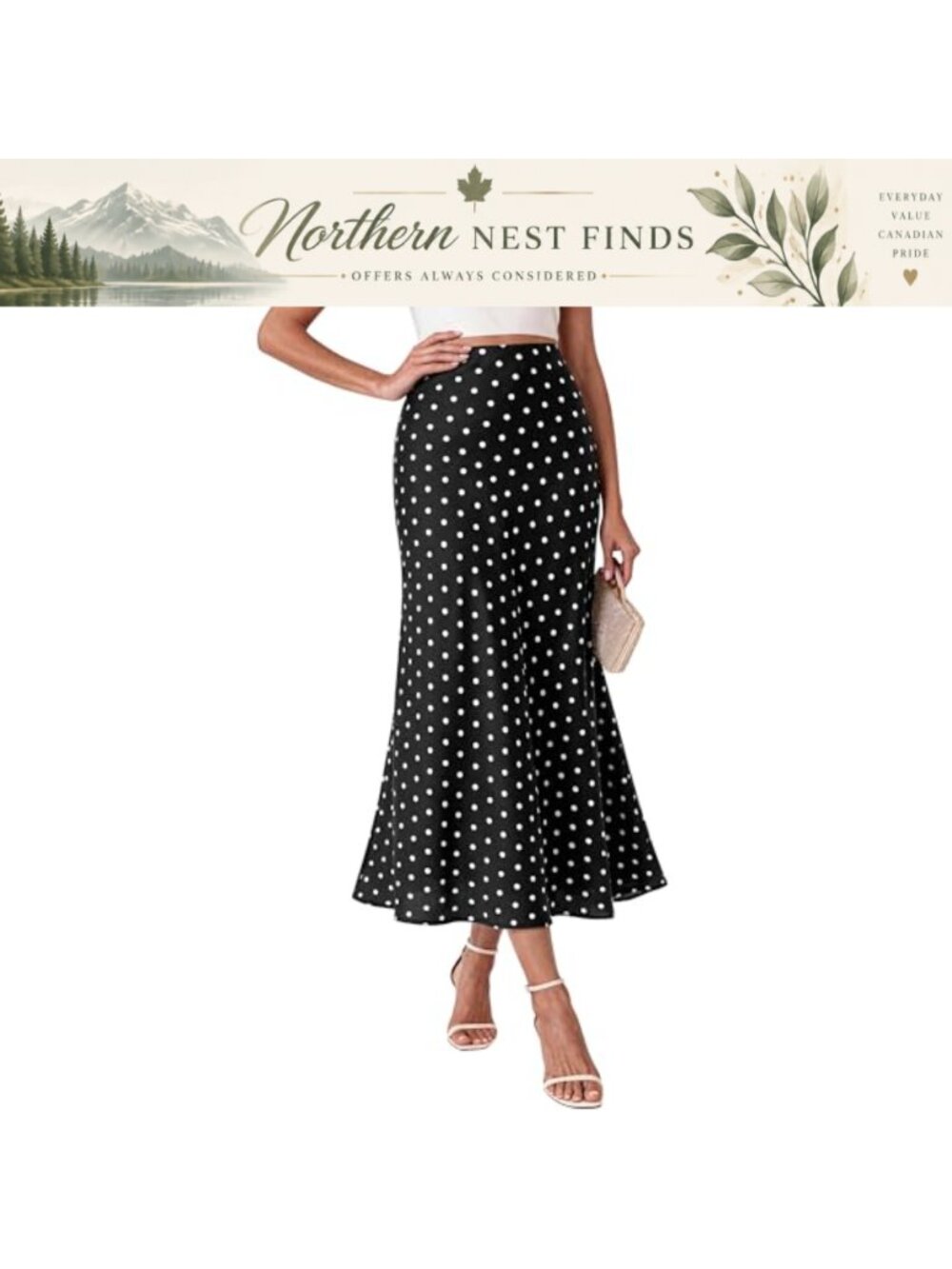 Satin A-Line Midi Skirt High Waisted Elastic Silk-Like